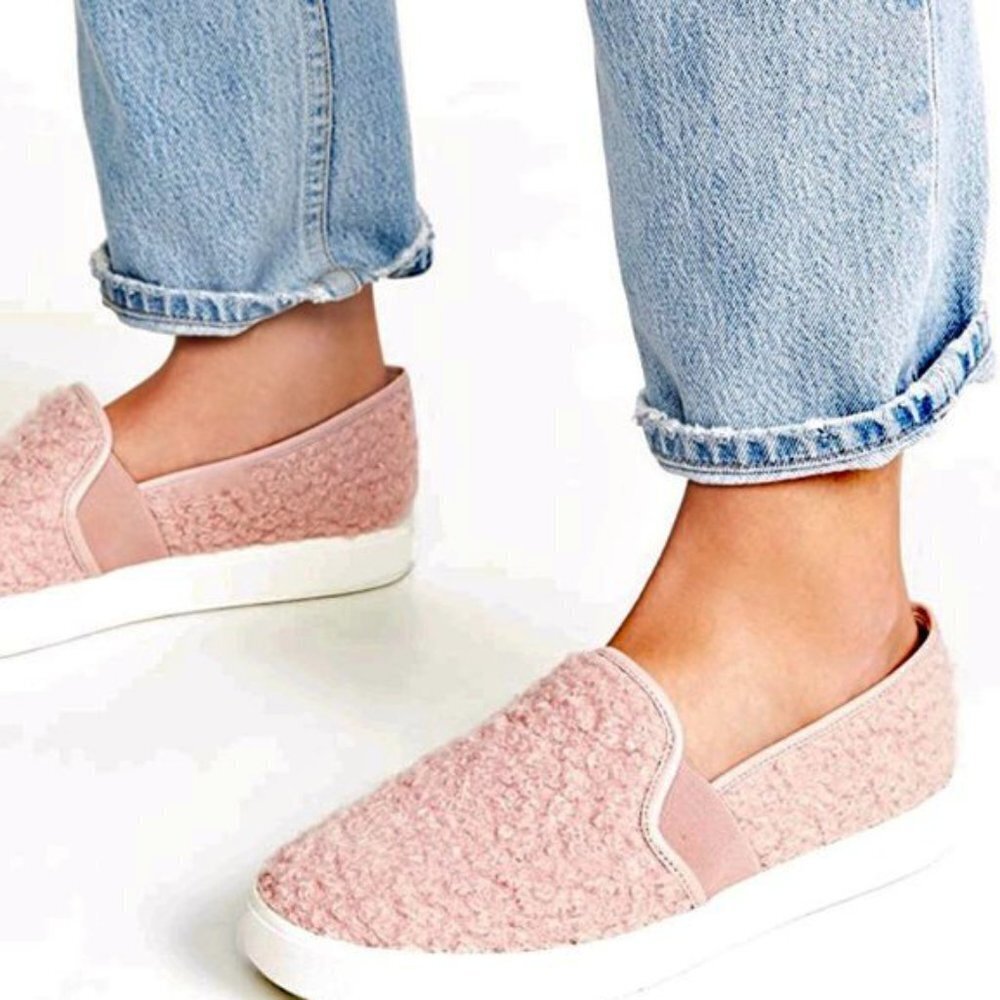 Vince Blair 5 Pink Faux Shearling Slip-On Sherpa Sneaker Sz 7